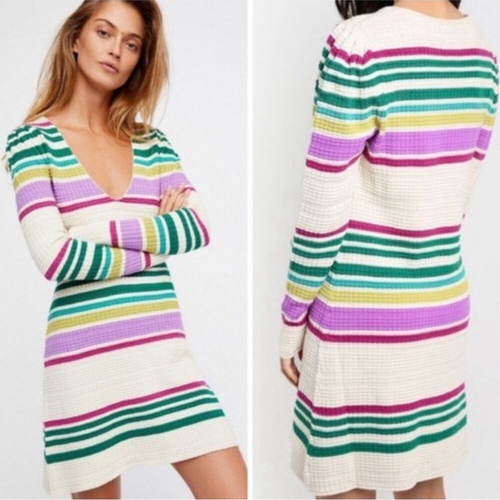Free People | Gidget Waffle Knit Sweater Dress Size Extra Small